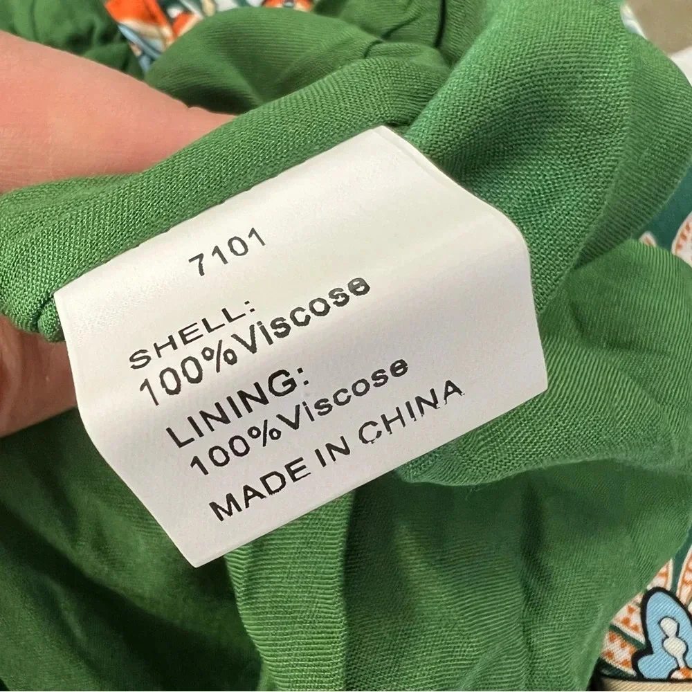 NWT Fashion Green Orange Paisley Bohemian Hippie Casual Dress Women Size Medium - Picture 12 of 14